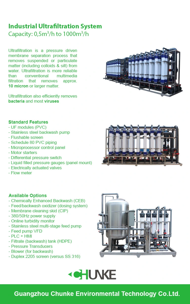 UF Membrane Water Treatment System RO Filter 30tph Ultrafiltration Water Treatment